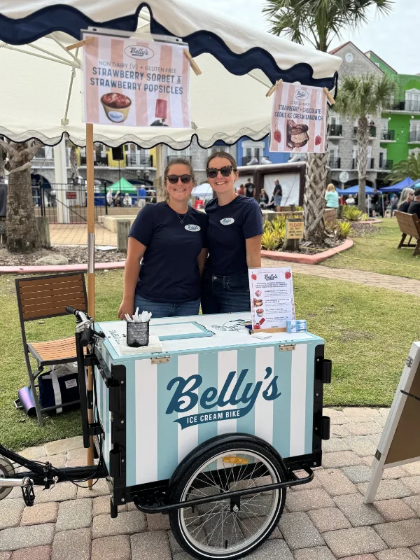 Belly's Ice Cream bike booth at European Village.