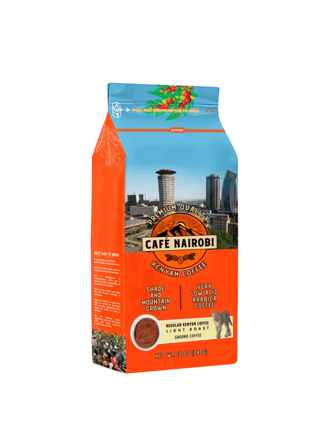 Caf&eacute; Nairobi light roast ground coffee bag