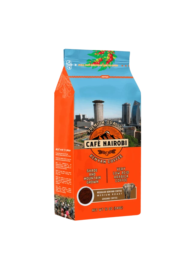 Caf&eacute; Nairobi medium roast ground coffee bag